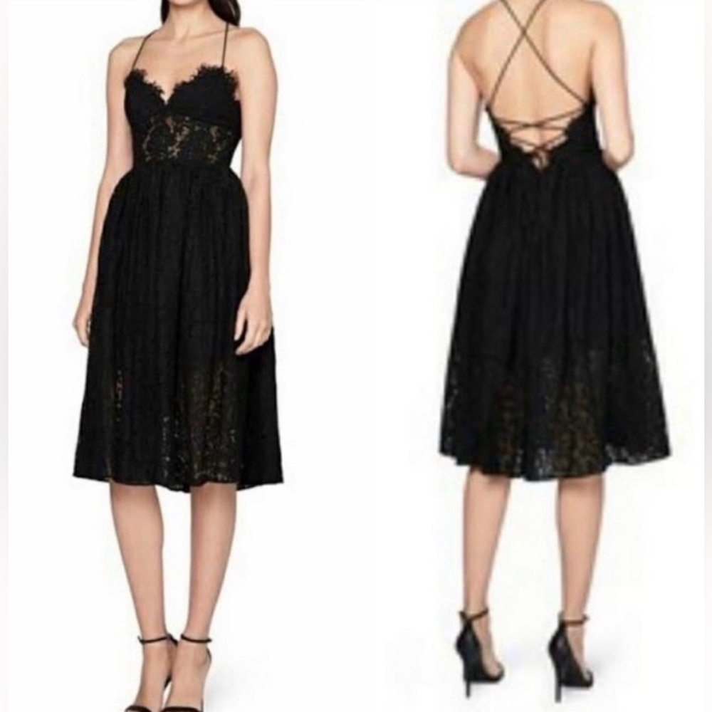Fame and Partners Black Lace Midi Dress